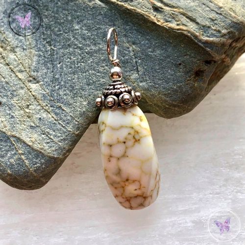 Natural Howlite & Silver Pendant